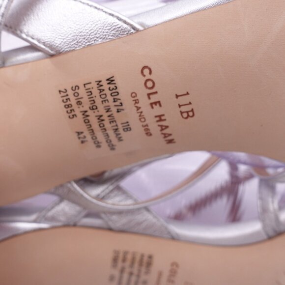 NWOB Cole Haan Addie Strappy Dress Sandals Sz 11 Silver Leather Ankle Strap - Picture 13 of 14
